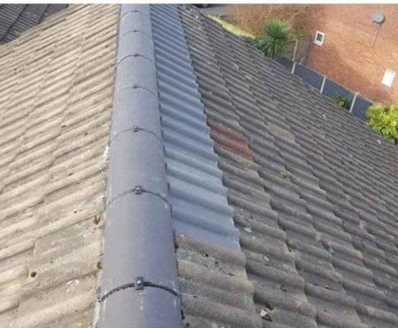 Completed roof valley repair